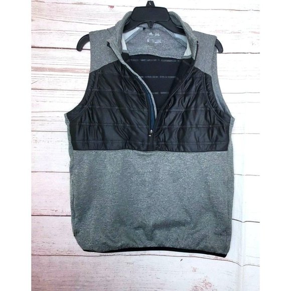 Adidas Golf Vest ClimaHeat Quilted 1/2 Zip Black Grey BC5323 Men’s Small New - Picture 1 of 12